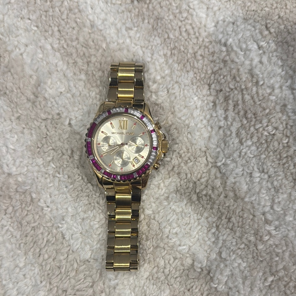 Michael Kors Gold and Pink Chronograph Watch